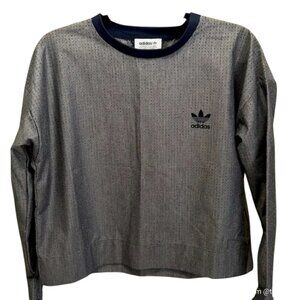 Adidas Originals Mesh Grey Tech Breathable Long Sleeve Cropped Performance Top